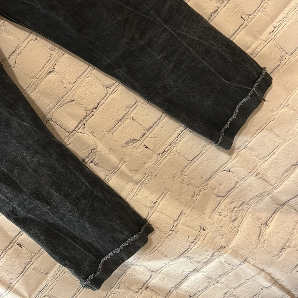 Mango High Waisted Straight Cropped Faded Black Jeans Women Size 10 - Picture 5 of 11